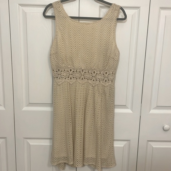Ya Los Angeles Cream Crochet Cutout Dress - Picture 1 of 13